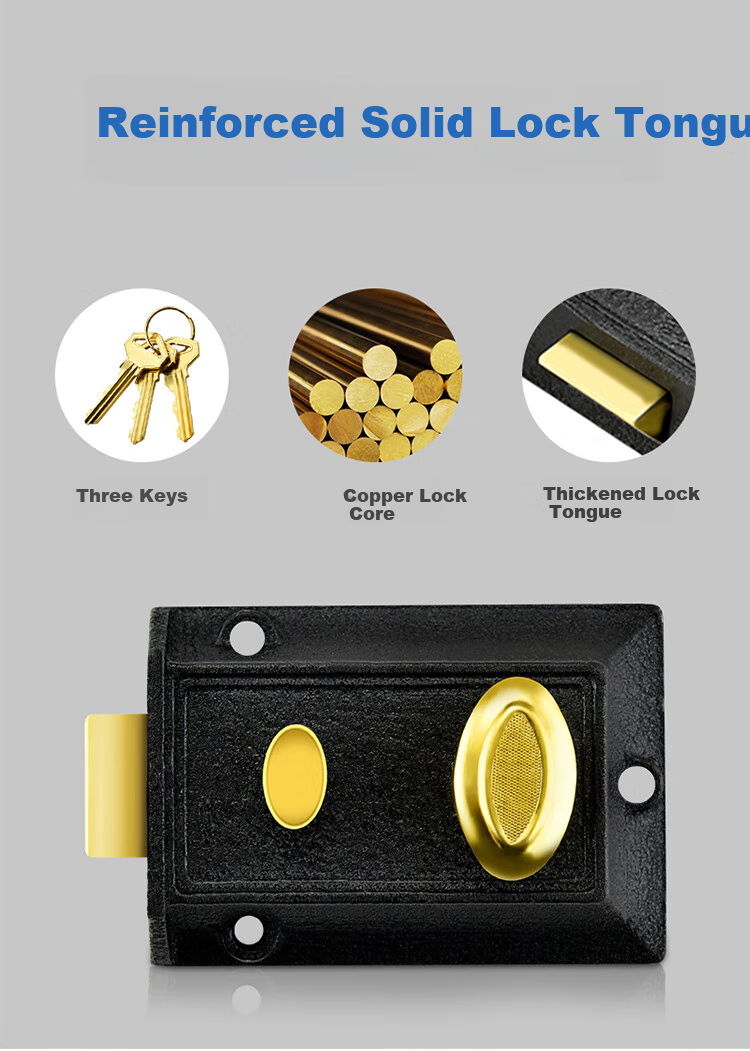 Chugong Old-Style Door Lock with Double Security, Bedroom Wooden Door Anti-Theft Door Exterior Hidden Lock Universal Set 2