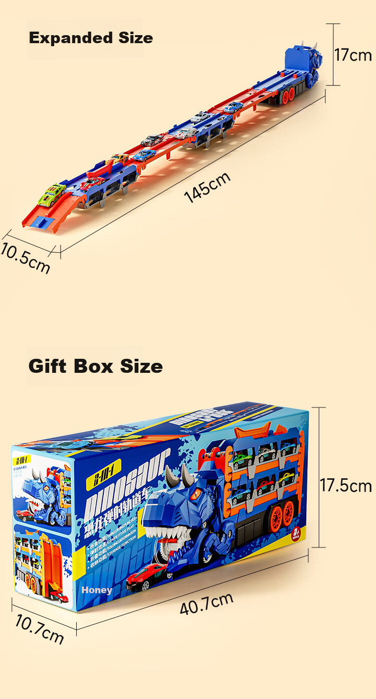BAOLE STAR TOYS Children's Toy Car for Boys Aged 3-6, Birthday Gift, Track Car, Alloy Vehicle, Large Size, Ejecting Transport Truck 24
