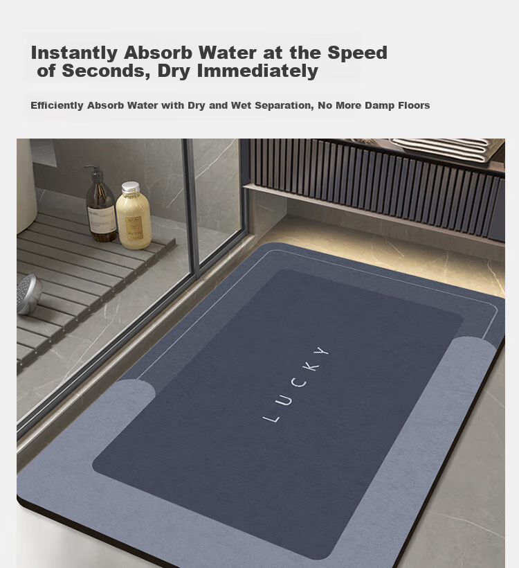 Budisi Bathroom Mat, Absorbent, for Entrance, Kitchen, Bathroom, Toilet, Non-Slip Foot Mat, Home Use Mat, 90*60CM 7