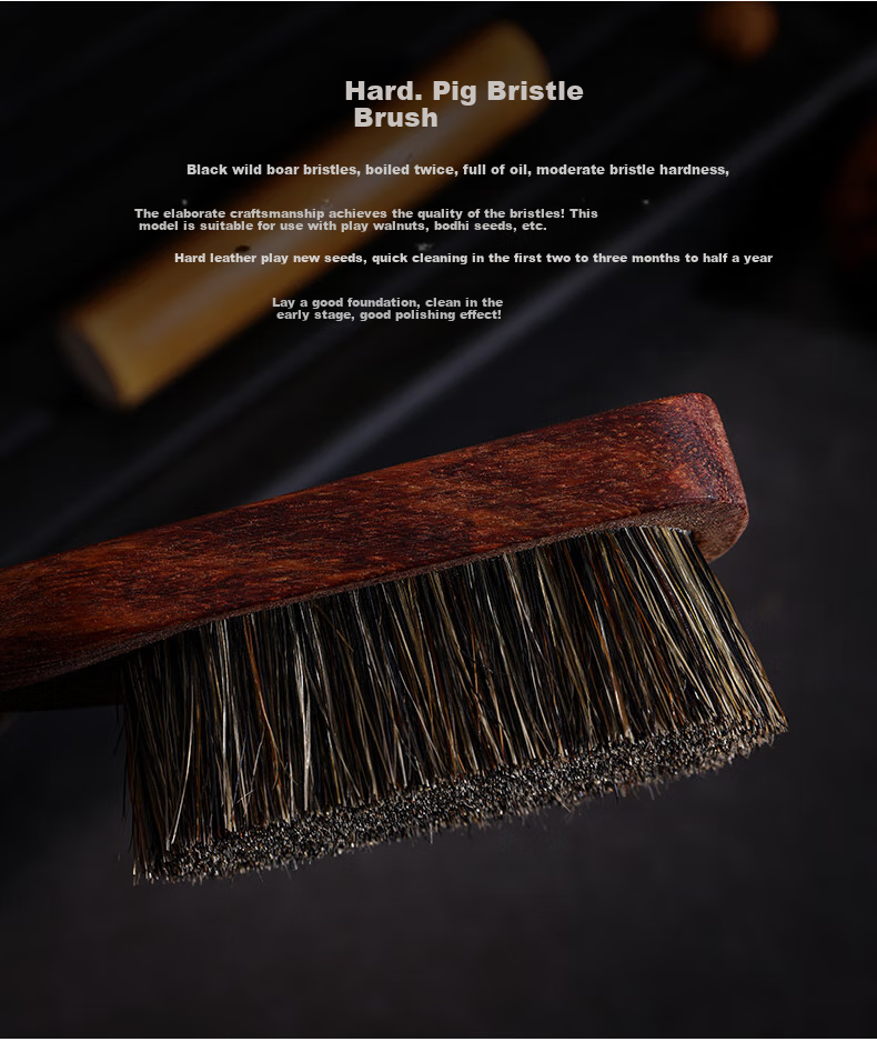 PINYU Antique Brush, Rosewood Handle, Durable, Authentic Black Pig Bristles, Multi-Bristle Nano Fine Brush, Walnut Brush, Vajra Bodhi Brush 8