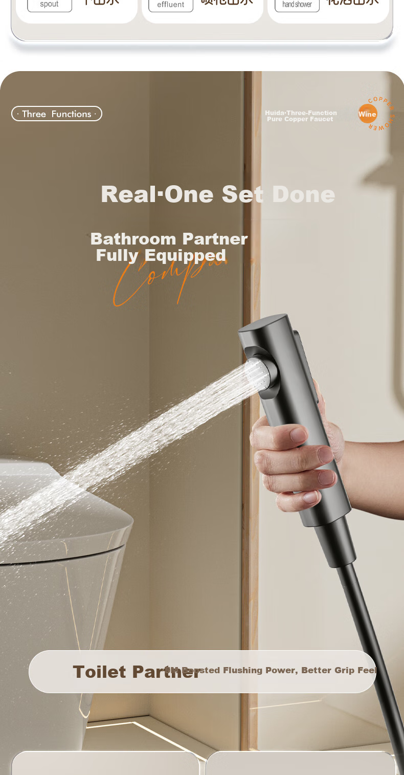 HUIDA Constant Temperature Shower Head Set with Brass Body, Home Bathroom No-Top Spray Full Set in Gunmetal Gray DW699 18