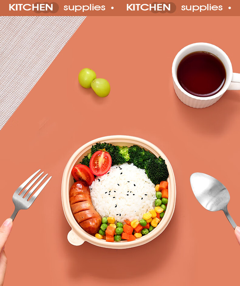 Yunlei Disposable Bowls, Round Lunch Boxes with Lids, Takeout Containers, Thickened Corn Starch Tableware for Soup And Rice, 350ml*50 Pieces 10