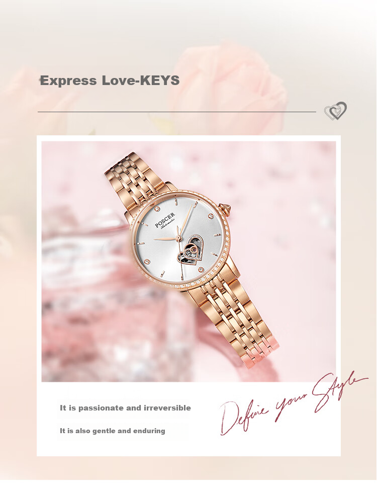 POS CER (POSCER) Women's Watch, Birthday Gift for Girlfriend, Heart-Shaped Skeleton Mechanical Watch, Top Ten Brand Watch, 51021 2