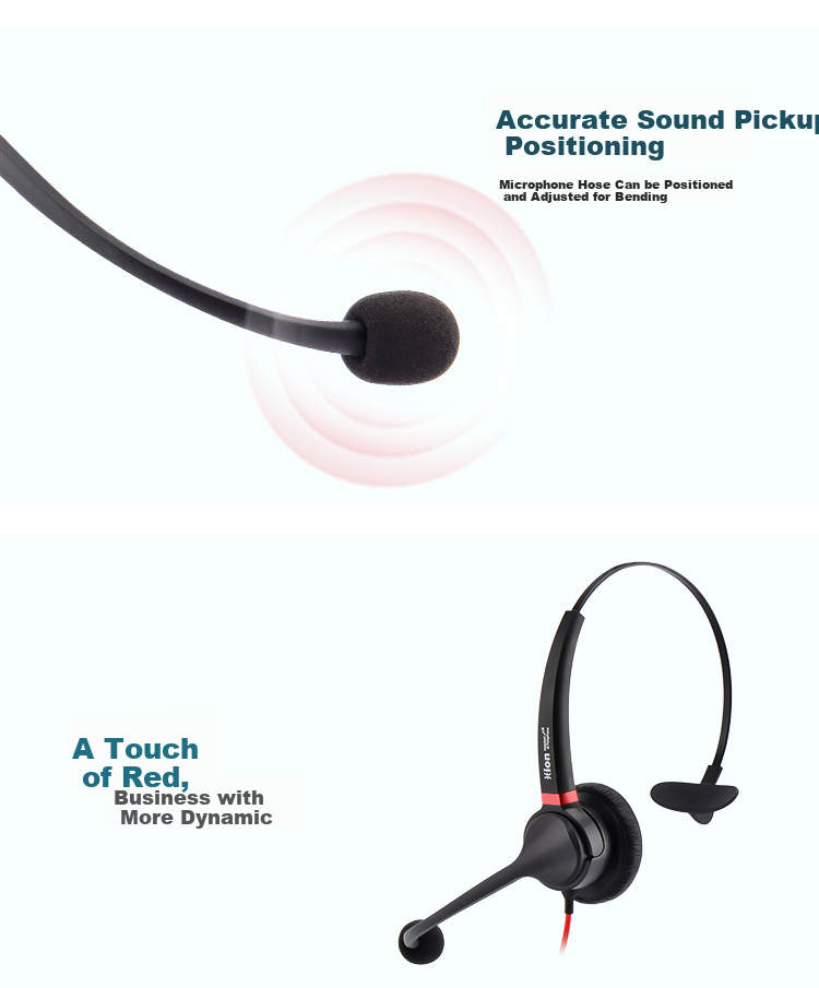 HION U90 Headset Single Ear Call Center Headphones with Dual Microphones Smart Noise Cancellation Customer Service Headset Call Center Agent Computer Headphones Online Education Training Telemarketing Headset - USB 9