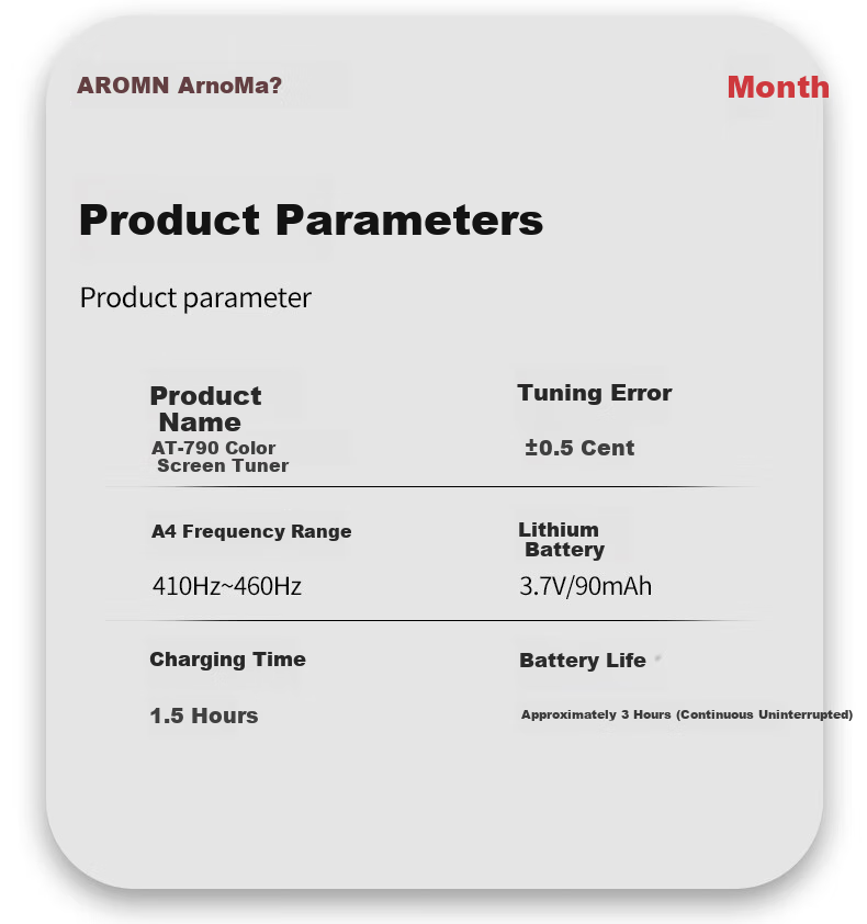 AROMA Electronic Color Screen Tuner for Guitar And Violin, Twelve-Tone Equal Temperament Universal Tuner AT-790 5
