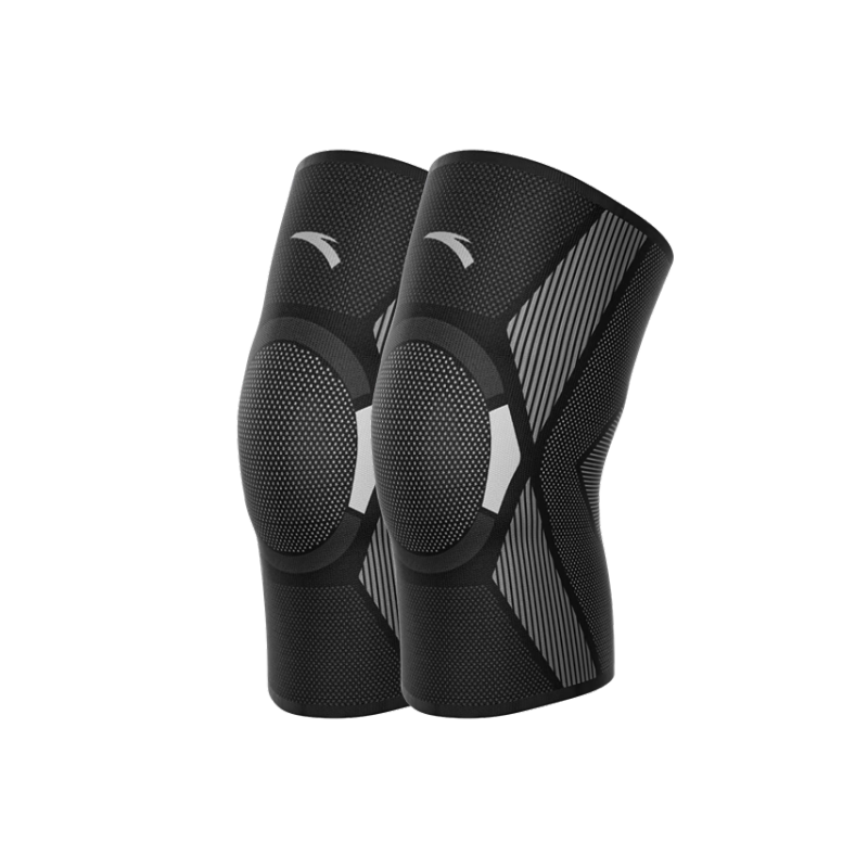 ANTA Sports Knee Brace for Basketball, Running, Badminton, Hiking, Warmth And Joint Protection, Meniscus Support, Black And Silver, Size L