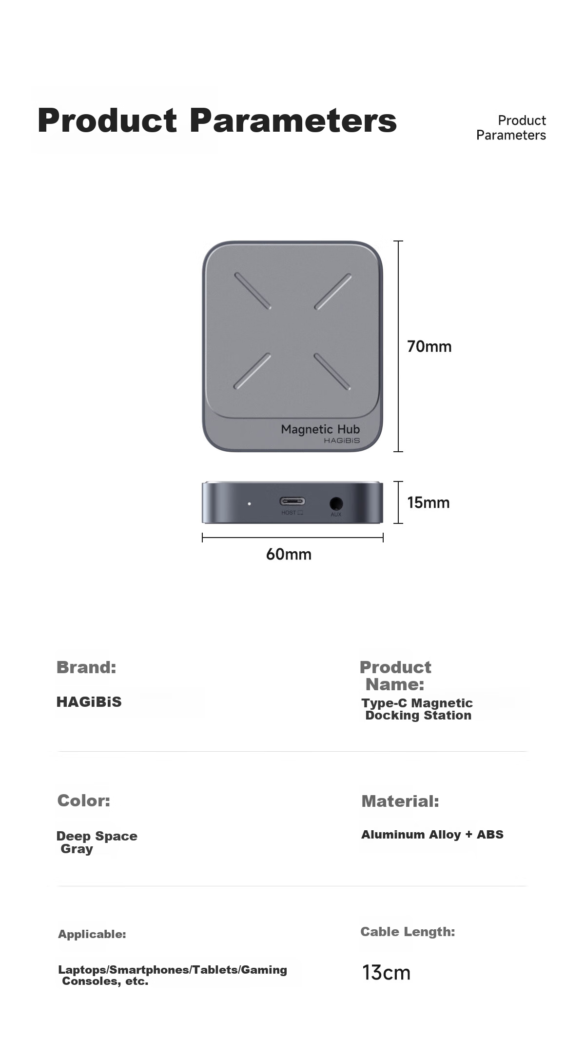 Haibeisi Magnetic Type-C Docking Station USB Multi-Port Hub Gigabit Ethernet Adapter TF/SD 4.0 Card Reader for Apple iPhone MacBook Laptop 17