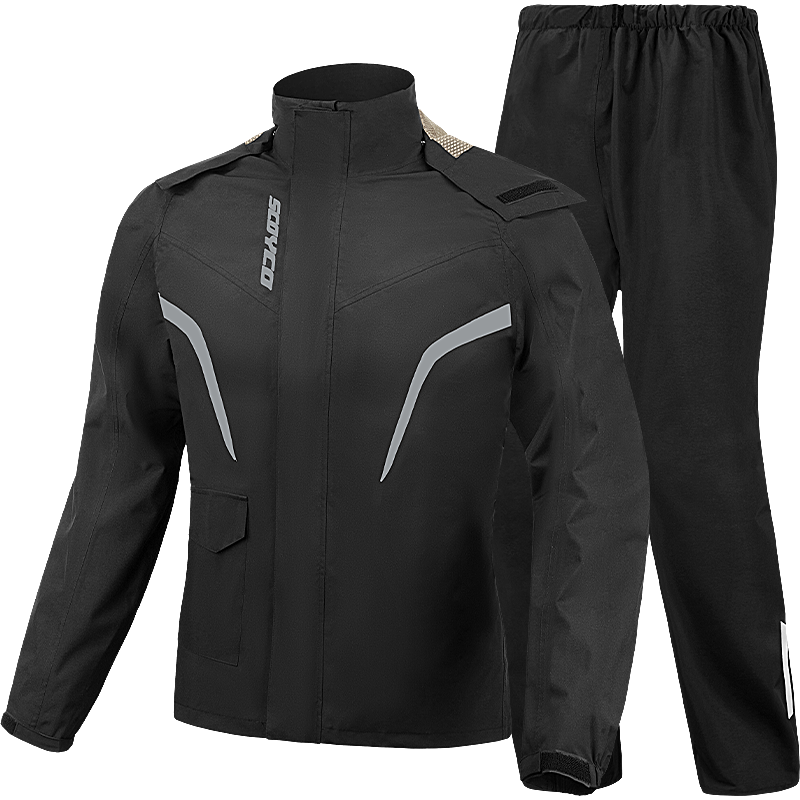SCOYCO RC10-2 Motorcycle Riding Raincoat, Rider-Specific Two-Piece Rain Pants, Waterproof Electric Bike Rain Jacket Set for All Seasons