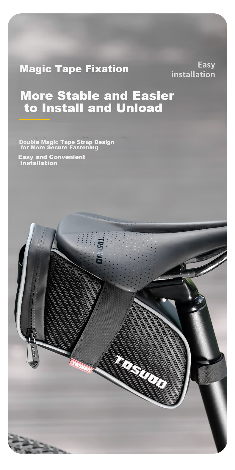 Tasiduizhang Mountain Road Bicycle Tail Bag, Compact And Portable, Can Hang Rear Light, Waterproof Saddle Bag 6