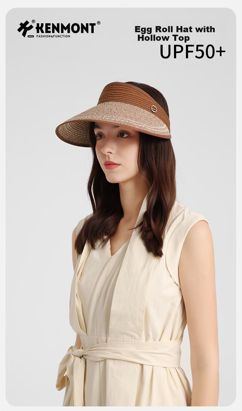 Kenmont Foldable Wide Brim Open Top Sun Protection Straw Hat for Women Spring Summer Beach UV Protection Vacation Sunshade Hat 6062 1