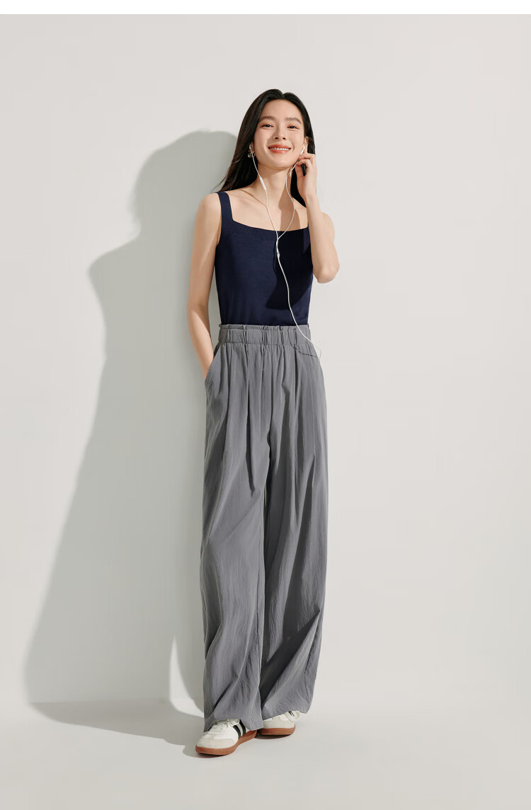 INMAN Lazy Flowy Banana Wide-Leg Pants Summer Women's New Trendy Versatile Elastic Waist Loose Long Trousers Dark Gray XL 47