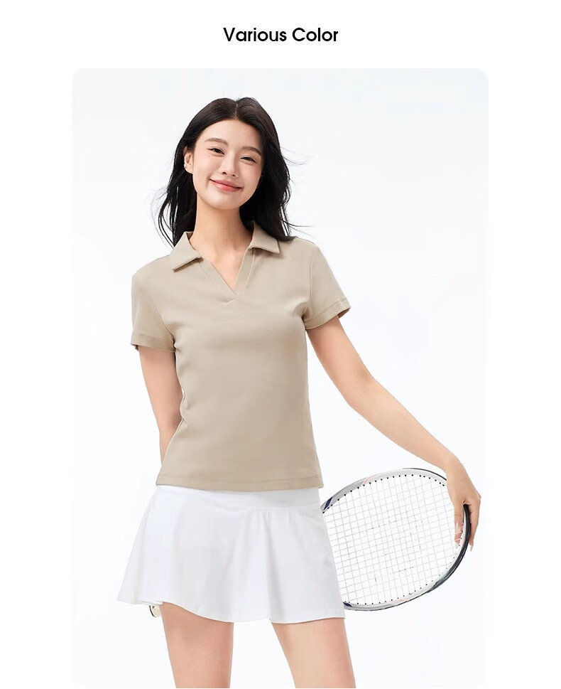 CAMEL Women's Outdoor Quick-Dry T-Shirt Spring Summer V-Neck Short Sleeve Slim Fit Breathable Polo Shirt A25BZ01057 8
