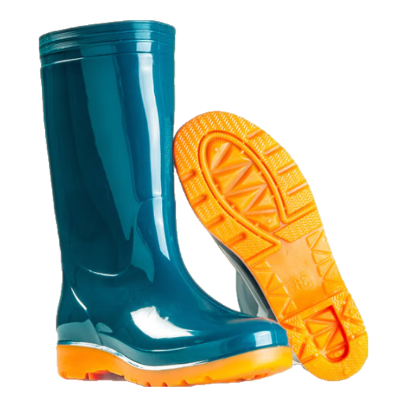 BAIGE Women's Mid-Calf Rain Boots, Tendon Leather, Waterproof, Non-Slip, Acid And Alkali Resistant, Farm Work Boots, Dark Green, Size 37