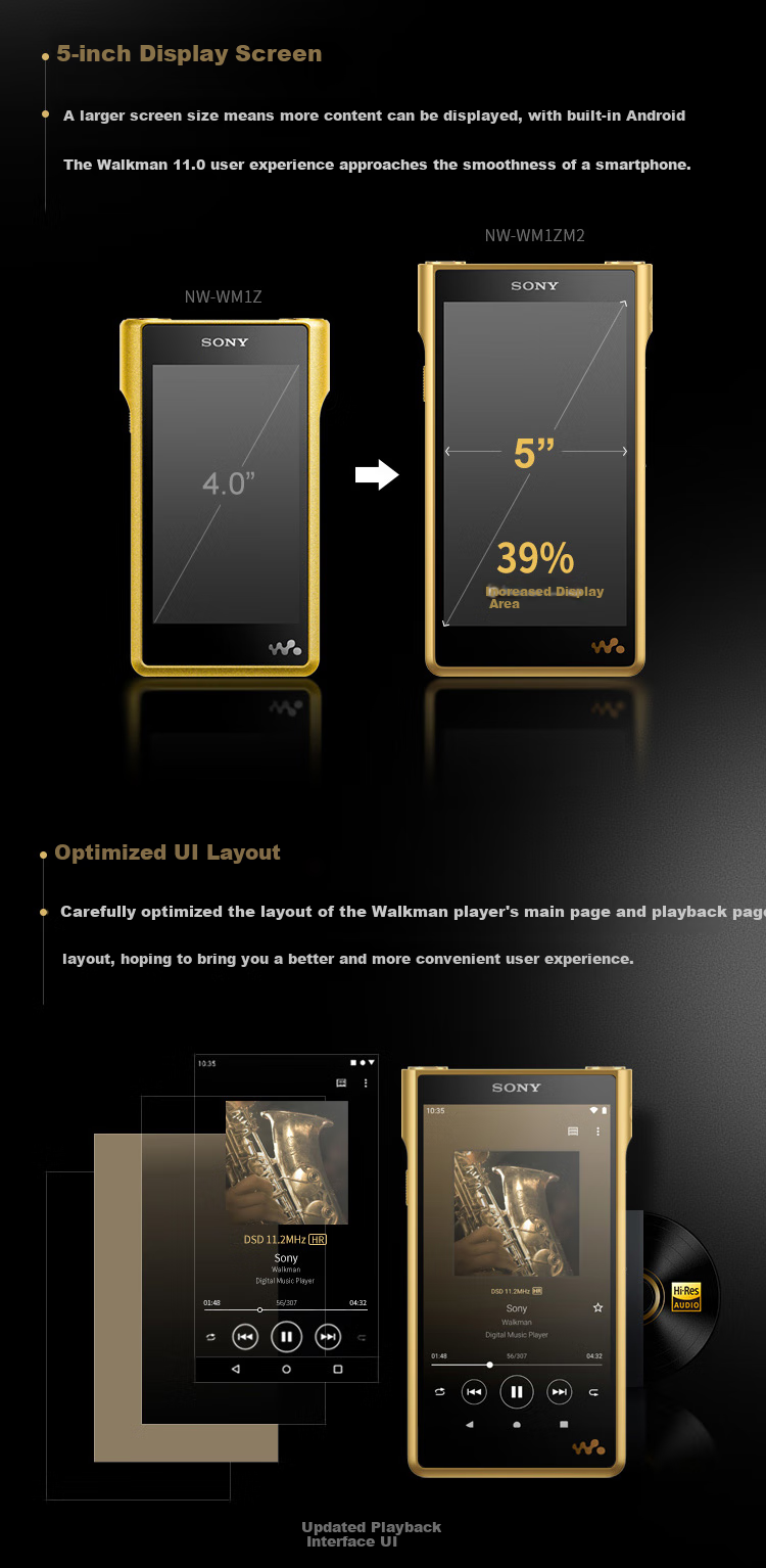 SONY NW-WM1ZM2 Hi-Res High-Resolution Music Player/MP3 Hi-Fi Lossless Flagship, Oxygen-Free Copper Gold-Plated Body, Jin Zhan 2nd Generatio 15