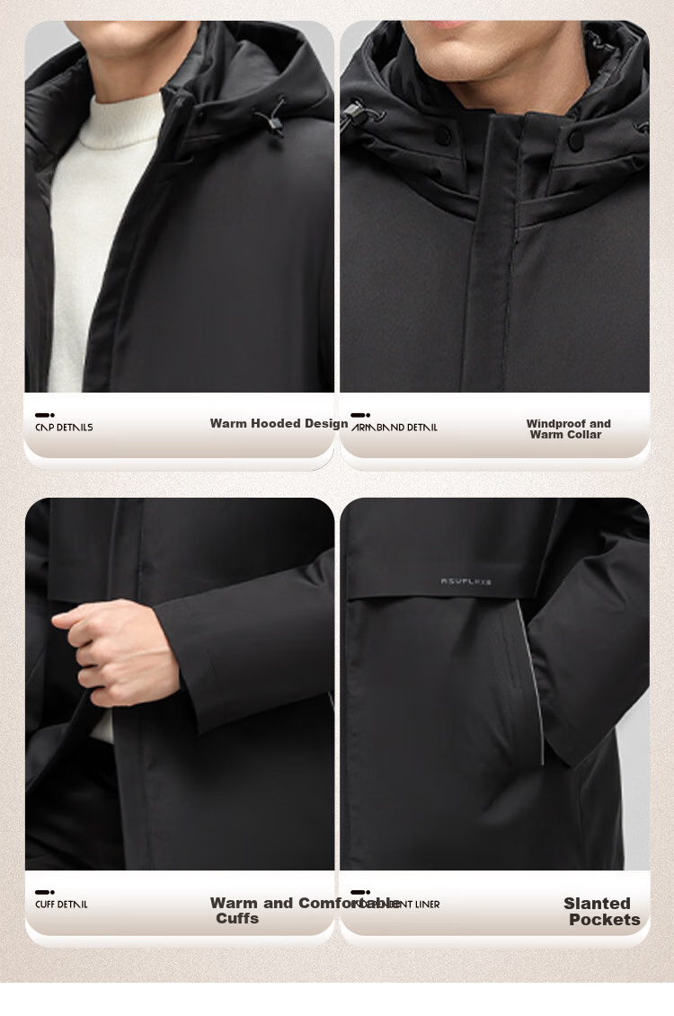 SNOWFLYING [Durable Goose down Jacket] Men's Detachable Inner Liner Warm Coat for Middle-Aged And Elderly Fathers 18