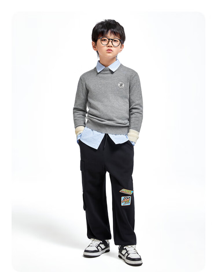 Annil Children's Clothing, Boys' And Girls' Sweaters, Knitted Sweaters, 2024 Autumn New Style, Preppy Warm, Off-White, Size 120 6