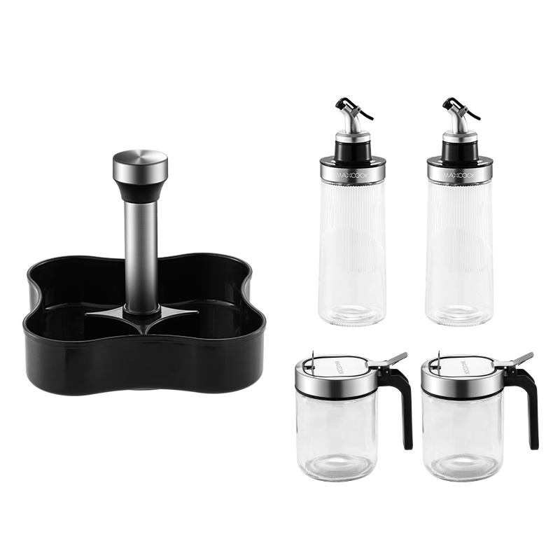 MAXCOOK Oil Bottle and Spice Jar Set Glass Seasoning Bottles Oil Dispenser Salt Container MCPJ6056