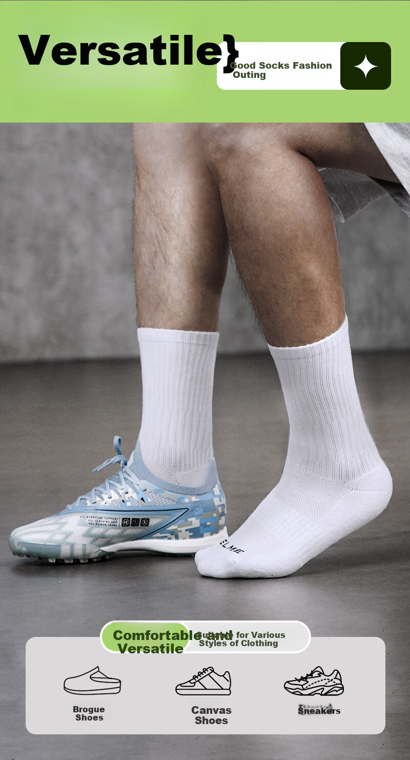 KELME Socks, Sports Socks (3 Pairs), Long Socks for Men And Women, Basketball Socks, All-Season Sweat-Absorbing Running Antibacterial Casual White Socks 9