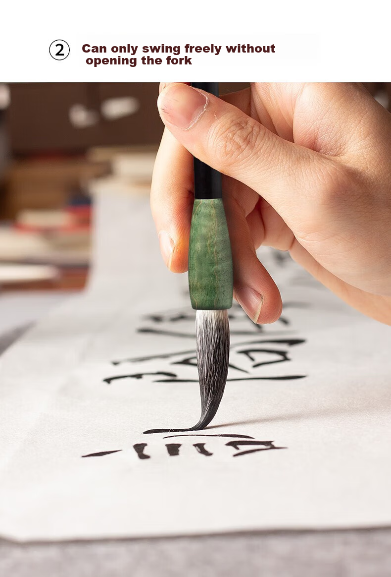 Huying Calligraphy Brush with Mixed Hair, Professional-Grade Chinese Calligraphy Brush, Four Treasures of The Study, Shanzhanhu Brush, Soft Brush for Calligraphy, Specialized Brush for Regular Script, Jade Dew 4