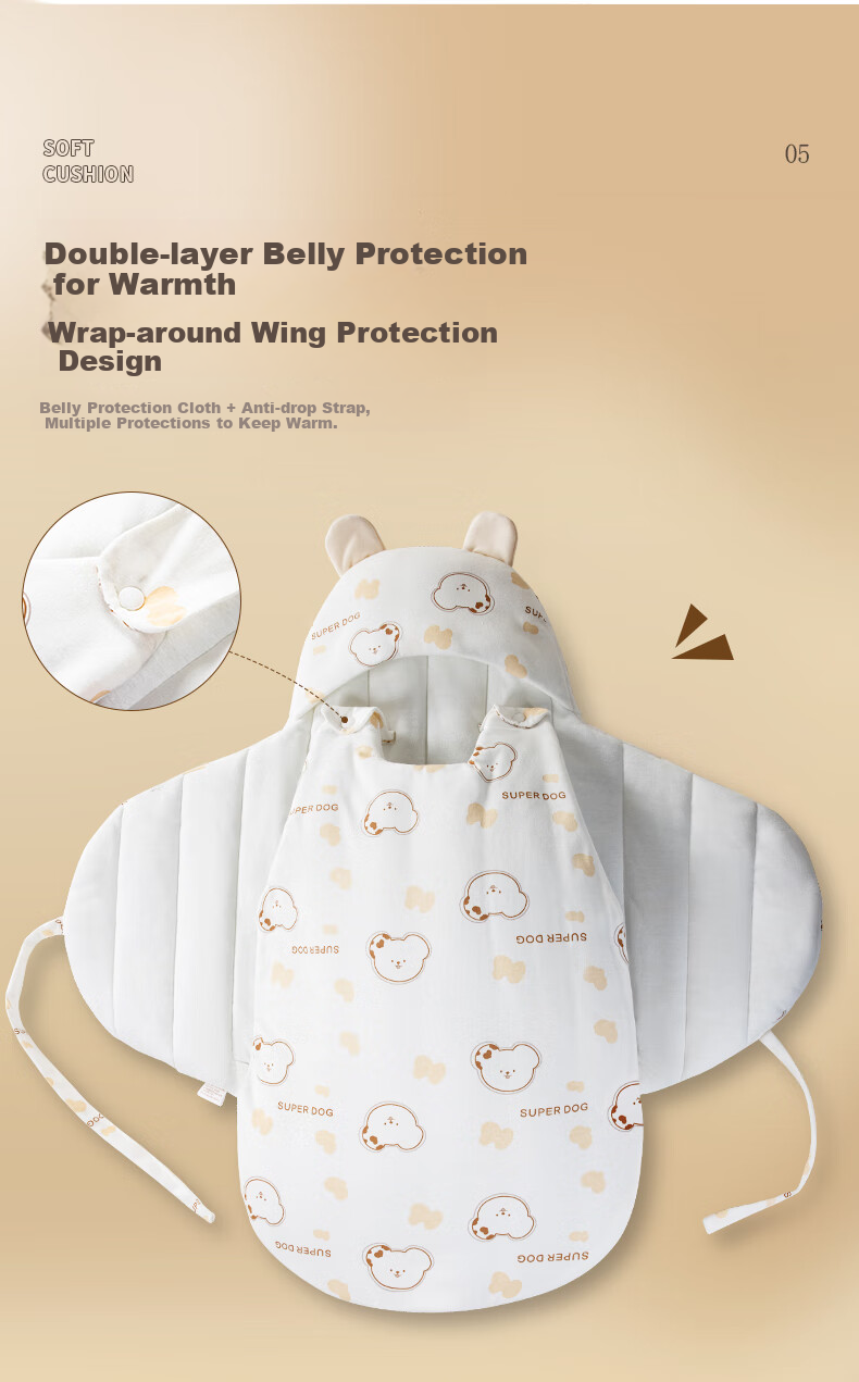 Yishengxiangbao Newborn Baby Sleeping Bag, Pure Cotton Swaddle for Autumn And Winter, Anti-Startle Wrap, Single Blanket for Outdoor Use 3