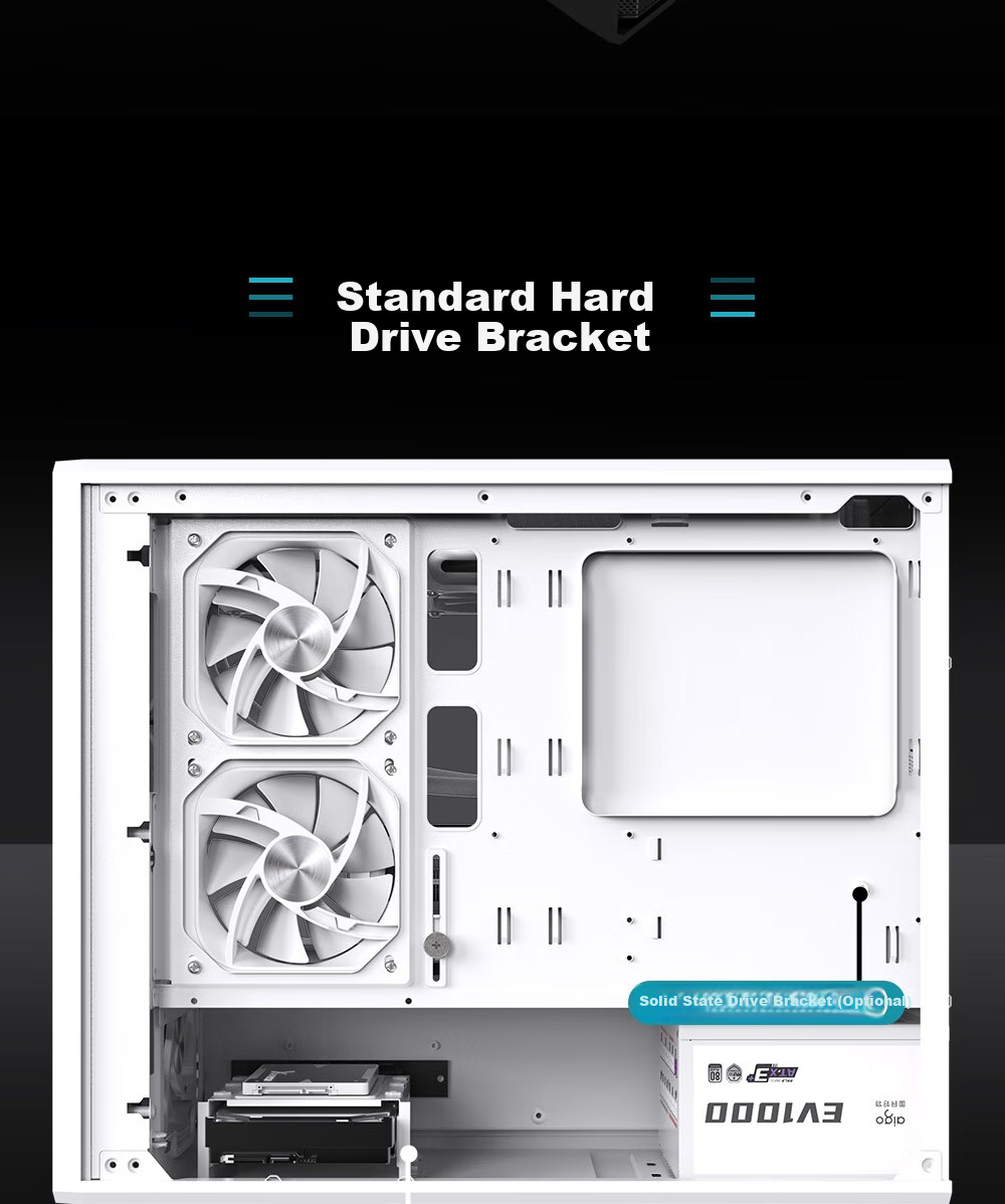 PADO W6 White MESH Mesh Cooling Case (Supports MATX Motherboard, Glass Side Panel, Steel Mesh Front Panel, Independent PSU Compartment, Dust Filter, Supports 4080 Graphics Card) White 14