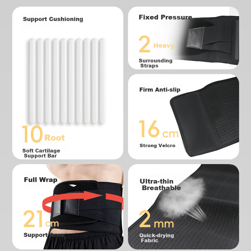 Li-Ning Back Support Belt for Men And Women, Sports Fitness Lumbar Disc Herniation Lumbar Muscle Strain Medical-Specific Warm Long-Sitting Support Waist Brace