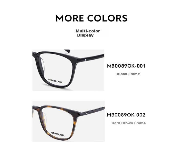 MONTBLANC Optical Glasses for Men And Women, Elegant Face-Slimming Effect, Black Square Frame, Professional Prescription Glasses, Gift MB0089OK-001 2