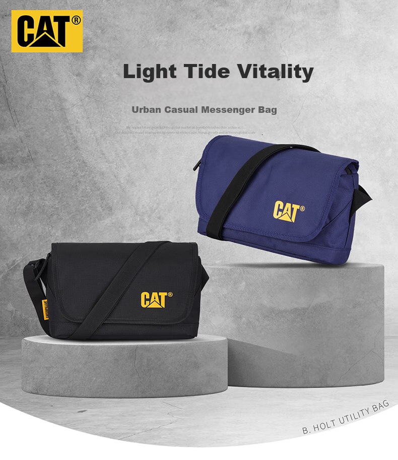 CAT Crossbody Bag, Shoulder Bag, Lightweight Messenger Bag, Casual Satchel, 11-Inch IPad Bag, Trendy Flip-Top Large Capacity Black 84512 2