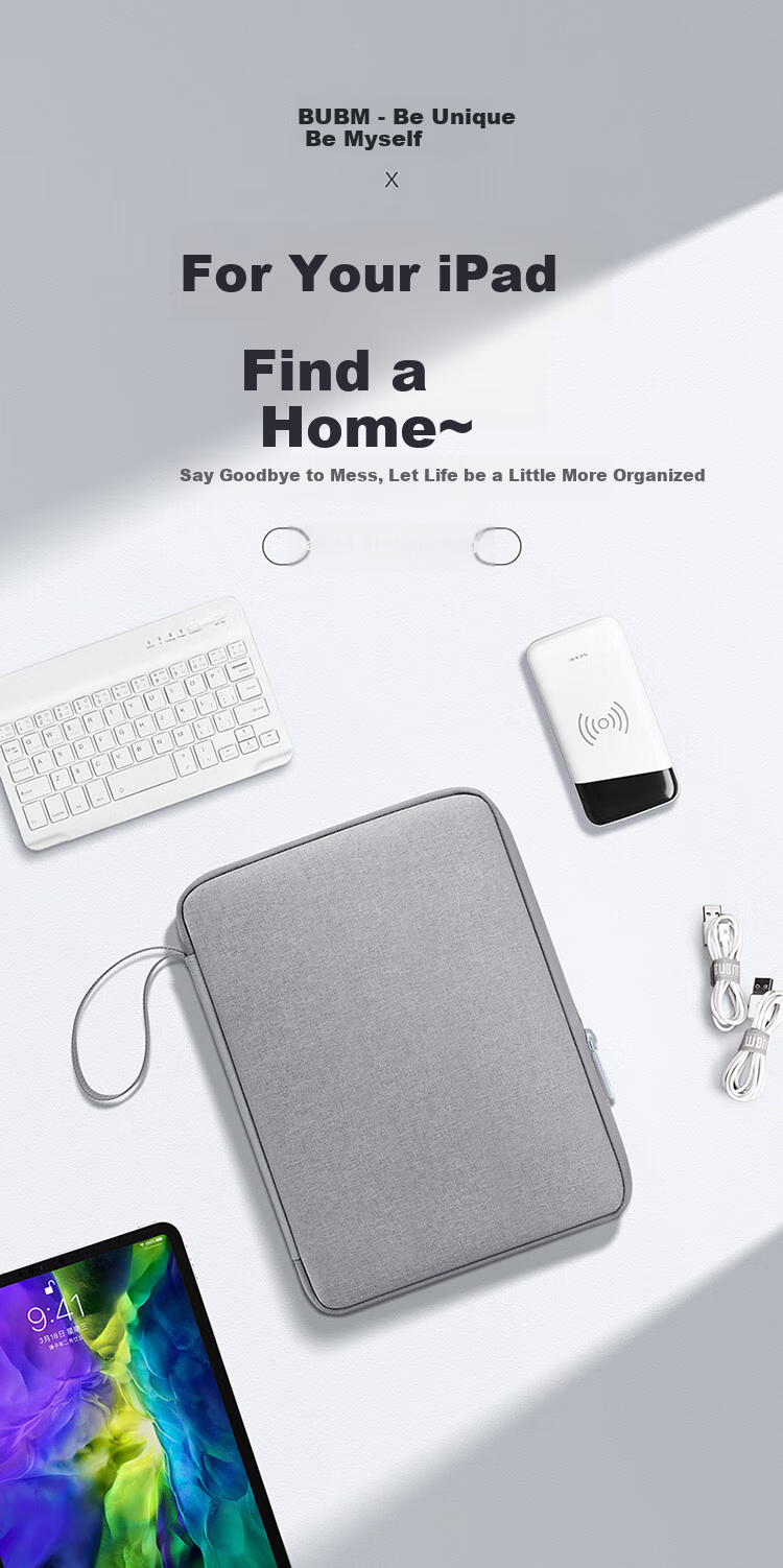 Biyoumei IPad Tablet Case, 10.9-Inch Protective Cover, Apple Huawei Tablet Accessory Storage Bag, Gray 1