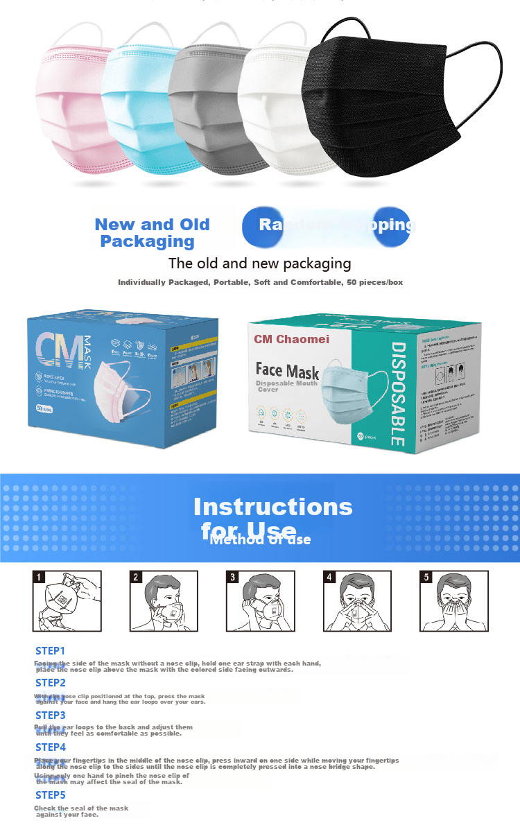 CM Disposable Face Masks, Protective Against Droplets, Saliva, Bacteria, Pollen, PM2.5, Thin Summer Style, Breathable, Three-Layer Adult Face Masks for Men And Women, Individually Wrapped, 7002 (50 Pieces Per Box, White) 1
