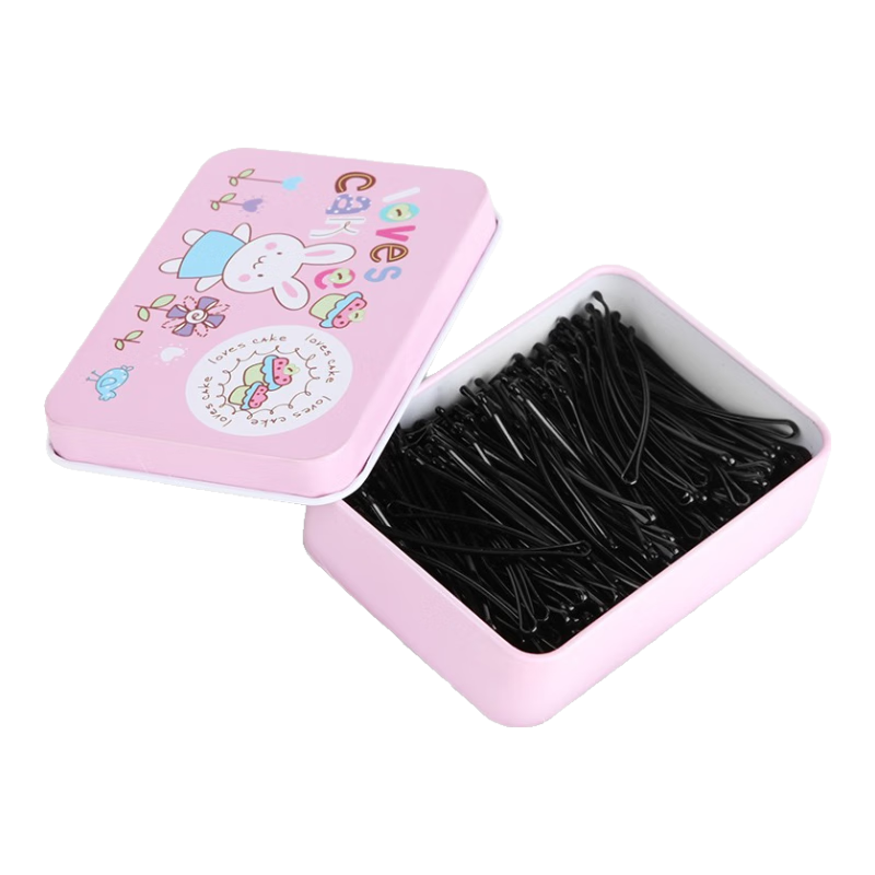 Yushangjiaren Black Barrettes, 200 Straight Clips, Curved Clips, Invisible Hairpins, Bangs Clips, Hair Bun Clips, Hair Accessories, Iron Box Packaging