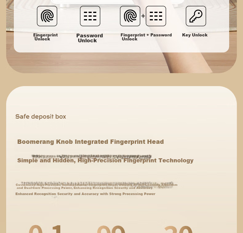 Deli Safe, Home And Office Fingerprint Password Security Box, Small Can Be Built into Cabinet Or Wall Storage Box, Lingyao White AE651 Height 45cm 4