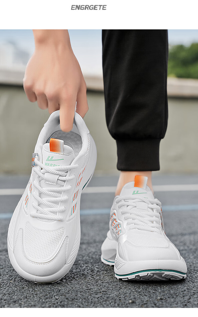 Warrior Men's Sports Shoes 2026 Summer New Men's Versatile Thick-Soled Breathable Casual Trendy Shoes White/Orange Size 39 7