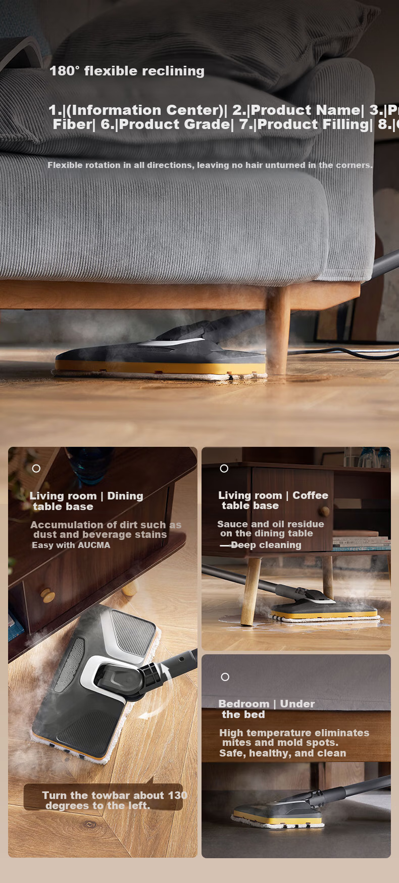 Donlim Steam Cleaner, Multi-Functional Steam Mop, High-Temperature Steam Sterilization And Mite Removal, Household Kitchen Mirror Cleaning, Fabric Sterilization And Mite Removal, High-Temperature Steam Mop DL-7006 8