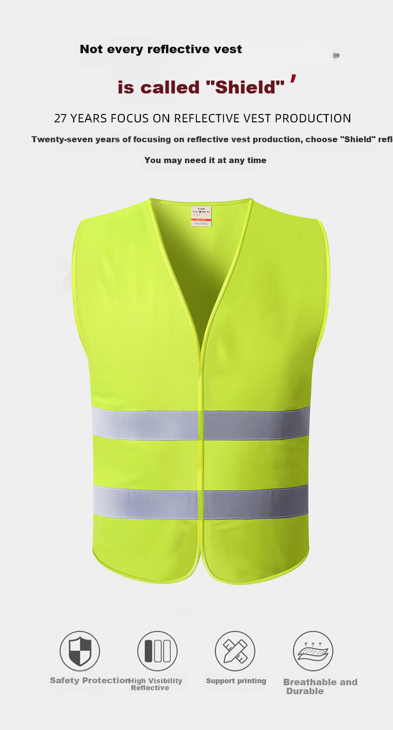 DANGJIAN Reflective Vest, High-Visibility One-Size Safety Command Vest, Velcro Style, Orange 1