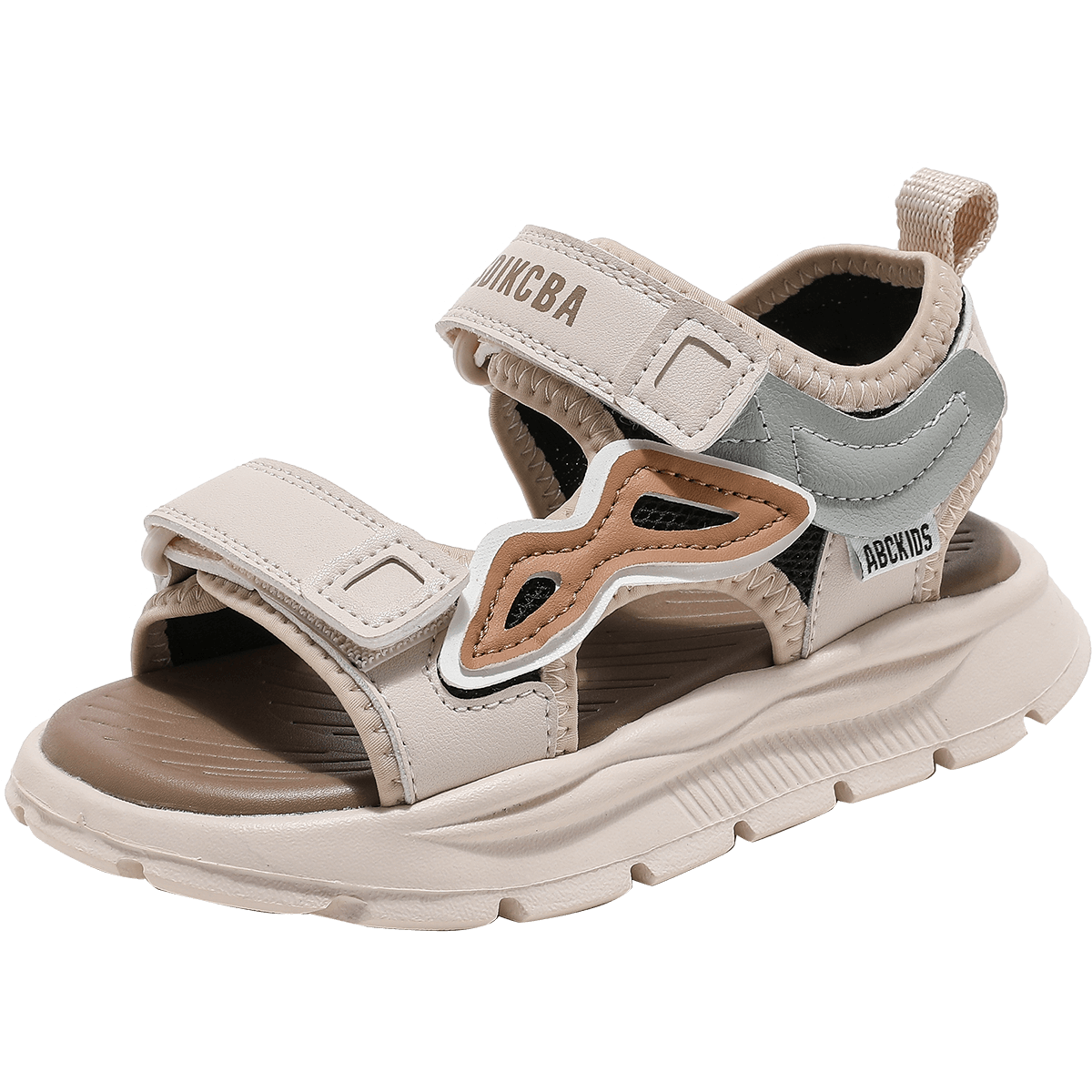 ABC KIDS Summer Boys Versatile Open-Toe Sandals with Velcro, Casual Children's Beach Sports Shoes, Beige/khaki, Size 29