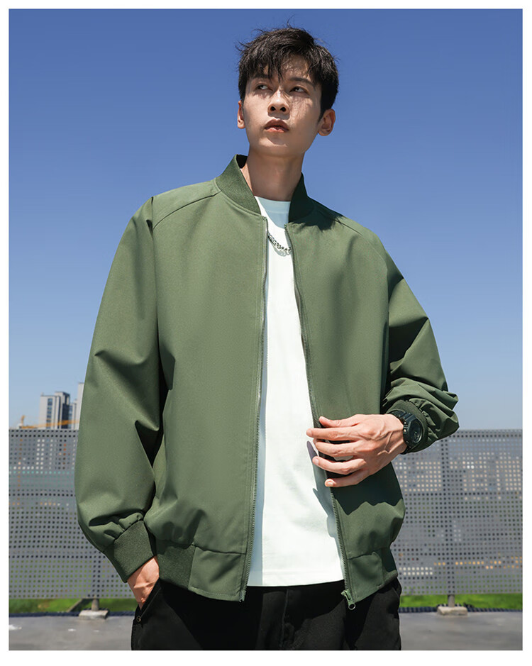 VANCAMEL Jacket for Men, Spring And Autumn Outerwear, Black Baseball Style, Lightweight Business Casual Coat for Men, Silver Gray, 2XL 25