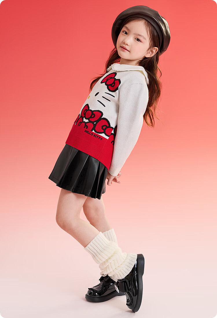 BALABALA [HelloKittyIP] Girls' Sweater, Spring And Autumn Knitted Cardigan, Cute And Sweet for Greeting Visits 8
