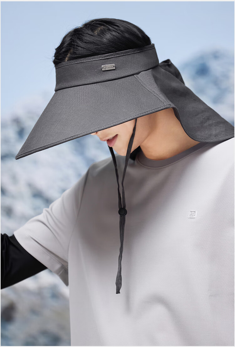 JIUMU Linen Sun Protection Hat, Men's Sun Visor Cap, Sunhat, Open-Top Hat, Cool Hat, Summer Face-Covering Neck-Protecting UV-Resistant Hat 6