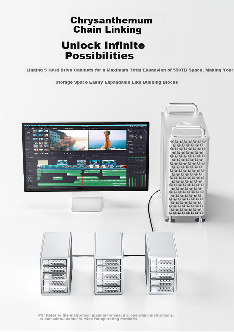 Yottamaster Hard Drive Enclosure, 10Gbps Hard Drive Bay, 150W High-Power Power Supply, Compatible with 2.5/3.5-Inch SATA Serial Mechanical And Solid State Drives, Suitable for Desktop Computers 2