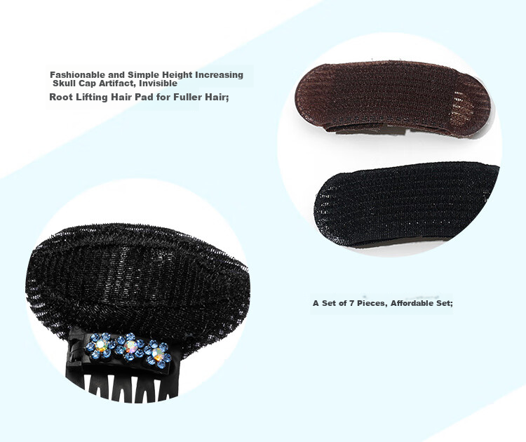 CHIMERA 4-Piece High Crown Volumizing Hair Padding Set for Top and Back Head Flat Head Clip Hairpin for Women 2