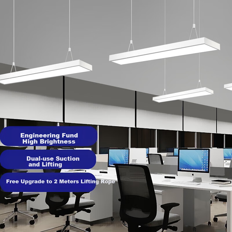 Dengling Office Pendant Light, LED Strip Light, Suspended And Ceiling-Mounted Dual-Use, Ultra-Bright Energy-Saving, for Office Buildings, Supermarkets, Shopping Malls, Industrial Projects, Specialized Flat Panel Light, White Frame Right Angle, 120x10cm 40W Cool White