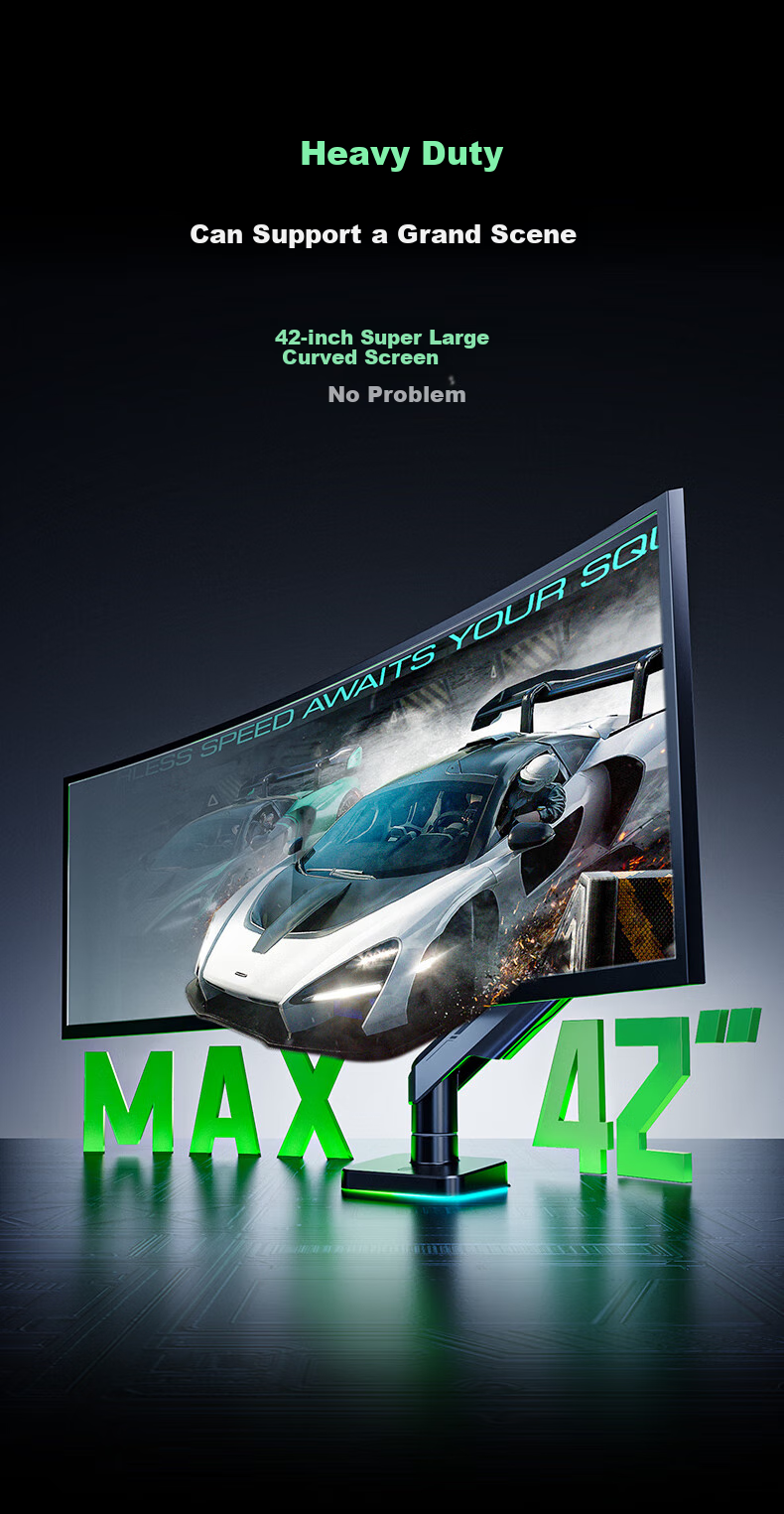 HUMANEX Monitor Stand, Computer Display Stand, Gaming RGB Mechanical Arm, Desktop Riser, Heavy-Duty Load Capacity of 18KG, Suitable for 17-45 Inch Screens, Dark Angel T18-1H 5