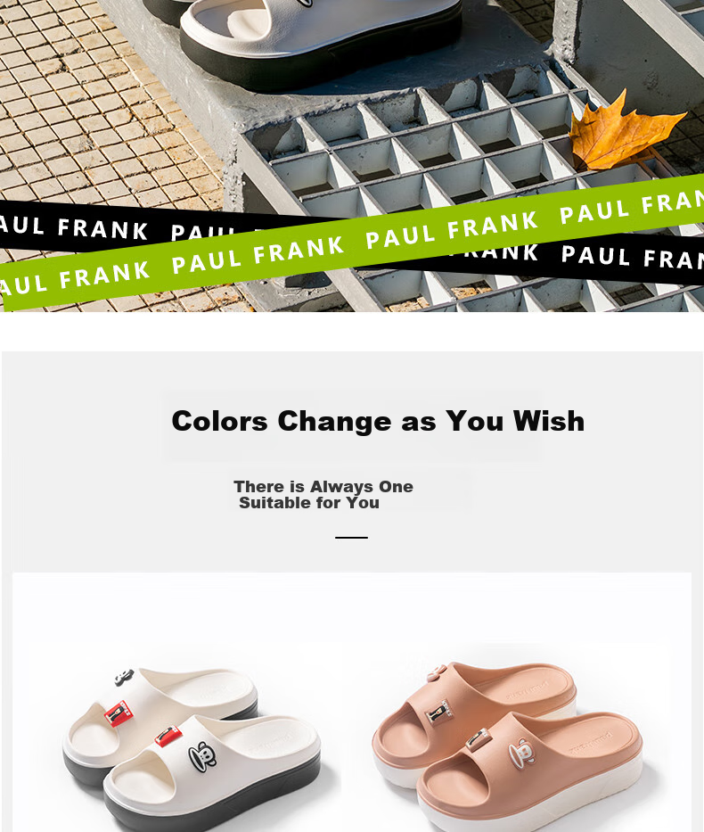 Paul Frank, Lightweight EVA Slippers for Women, Versatile for Spring And Summer Outdoor Wear, Thick-Soled Sandals for Home Use, Model 6325, White, Size 235 13