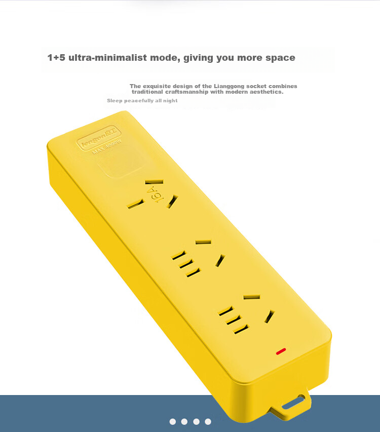 Lengon 16A High-Power Drop-Resistant Engineering Socket, Shockproof Self-Wiring Wireless Dustproof Outdoor Anti-Vibration Multi-Function Power Strip without Cord, 3 Outlets 5 Sockets 2