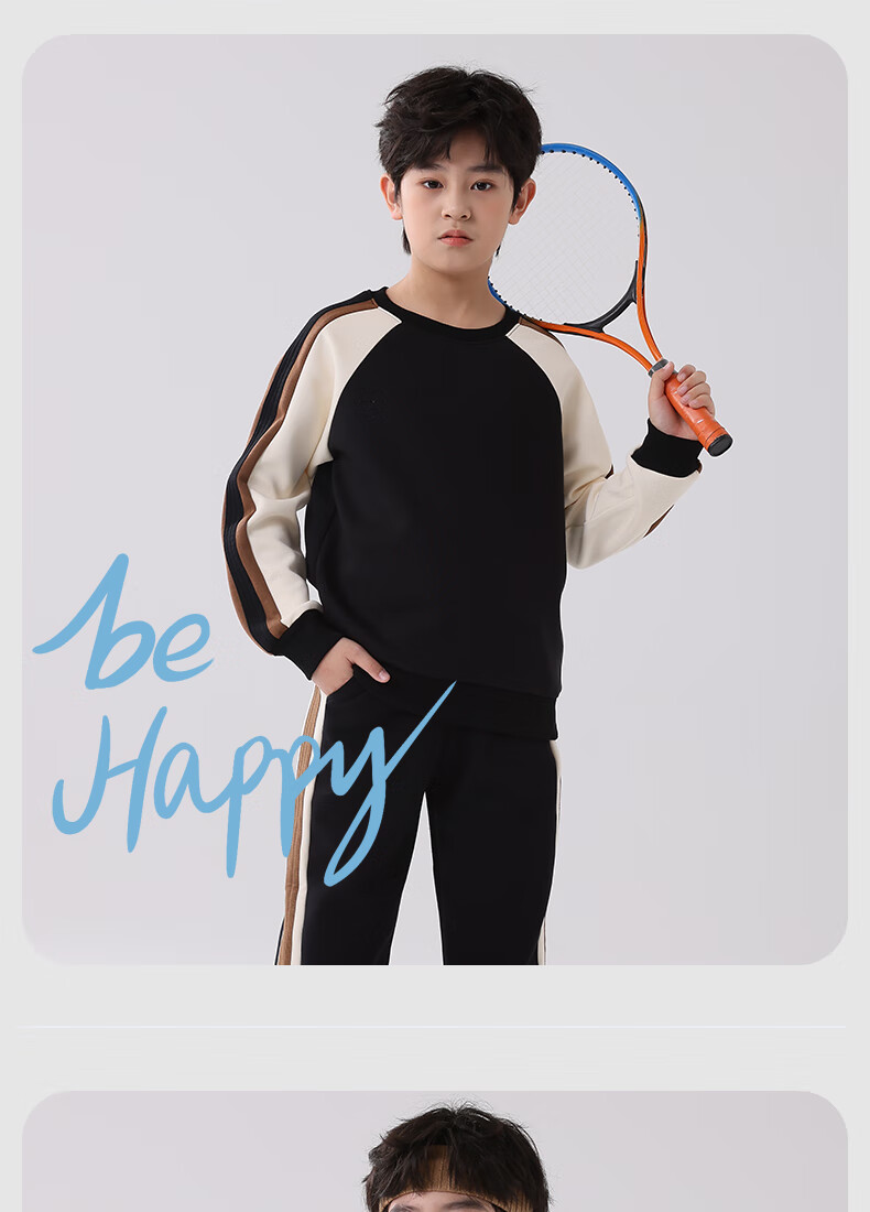 Baleno Boys' Outfit, Spring And Autumn 2026 New Style, Casual Round Neck Sweatshirt for Older Boys, Children's Spring Sportswear, Two-Piece Set 5
