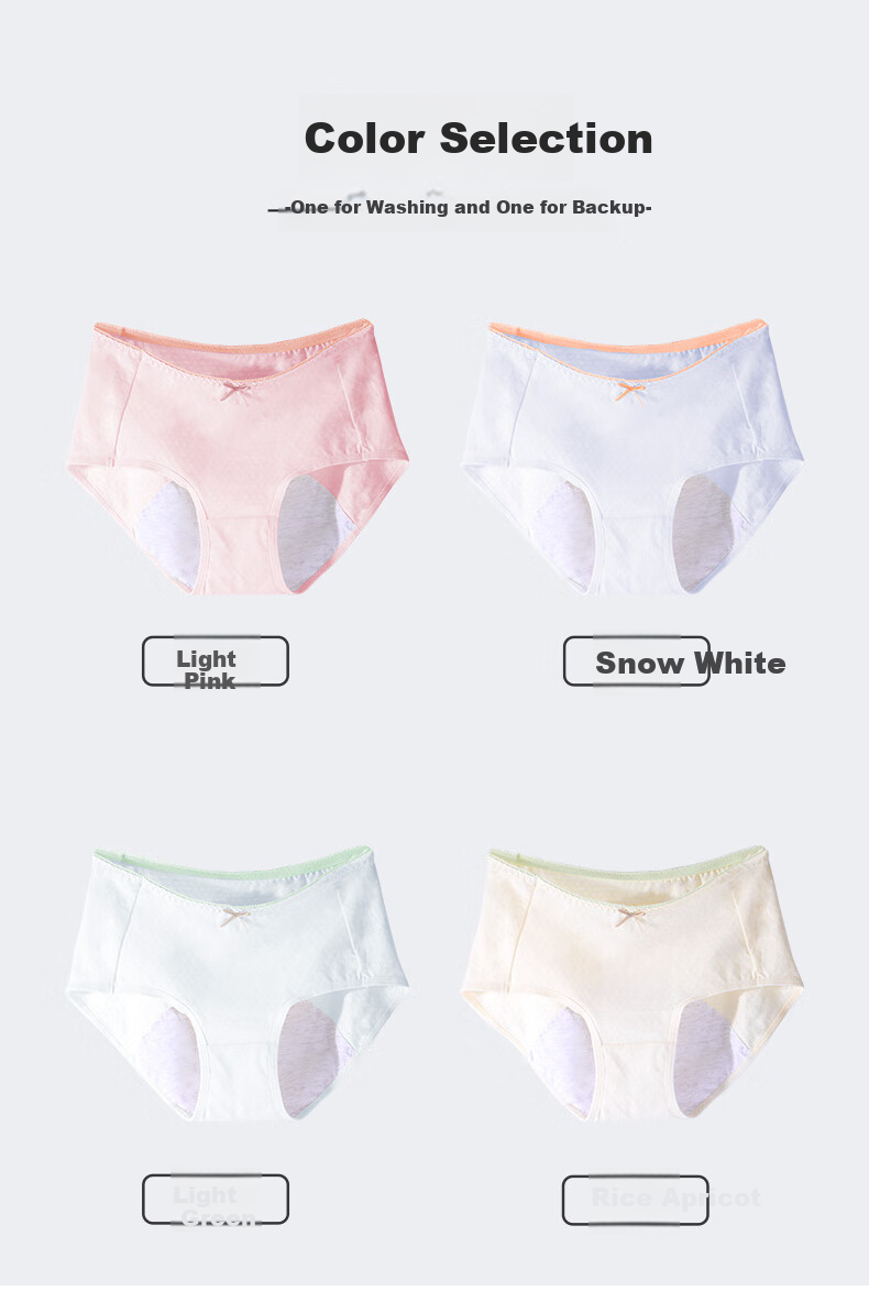 Hzasz Menstrual Period Underwear for Women, High-Waisted Panties for Girls And Teenagers, Extra Wide Crotch to Prevent Side Leakage during Menstruatio 11