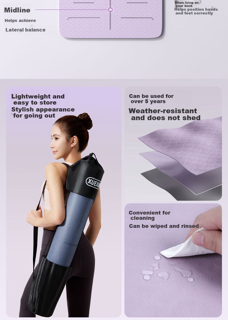 XUEXIMAN Yoga Mat, Fitness Mat, Home Mat, Floor Mat for Women, Extra Thick, Non-Slip, Quiet, Soundproof, Professional Yoga Thick Mat 17