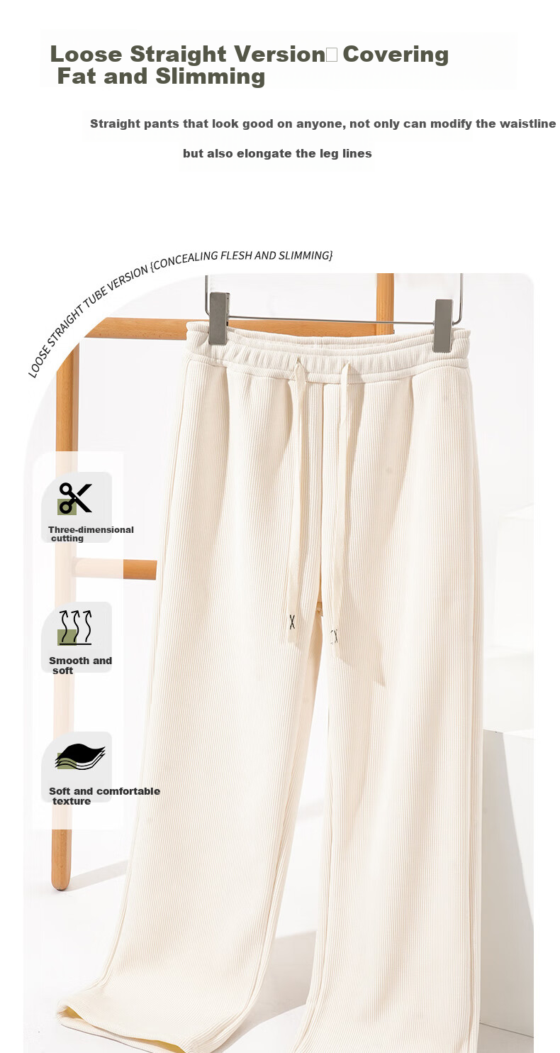 Jeanswest Women's Casual Pants, Chenille Thick Wide-Leg Trousers, 2025 New Arrival, Draping Loose Straight-Leg Pants, Warm Versatile Long Pants 2