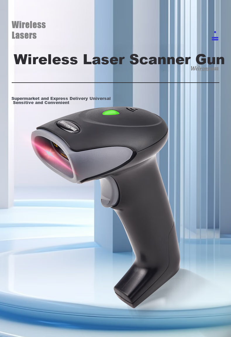 Weirong S82W Wireless 1D Barcode Scanner Gun, Barcode Laser Gun, Logistics Express Single-Handed Gun Device, 1D Wireless Warehouse Scanner 1